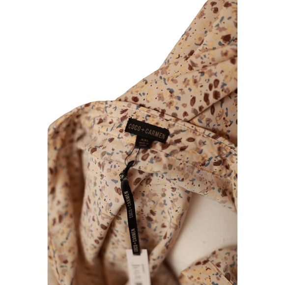 NWT COCO + CARMEN Eliza V-Neck Tunic Top Size XXL Tan Splatter - Picture 3 of 6